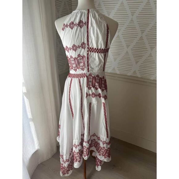 Joie Women’s Size 2 XS Milanira Red Embroidered White Flowy Midi Maxi Boho Dress - Picture 4 of 6